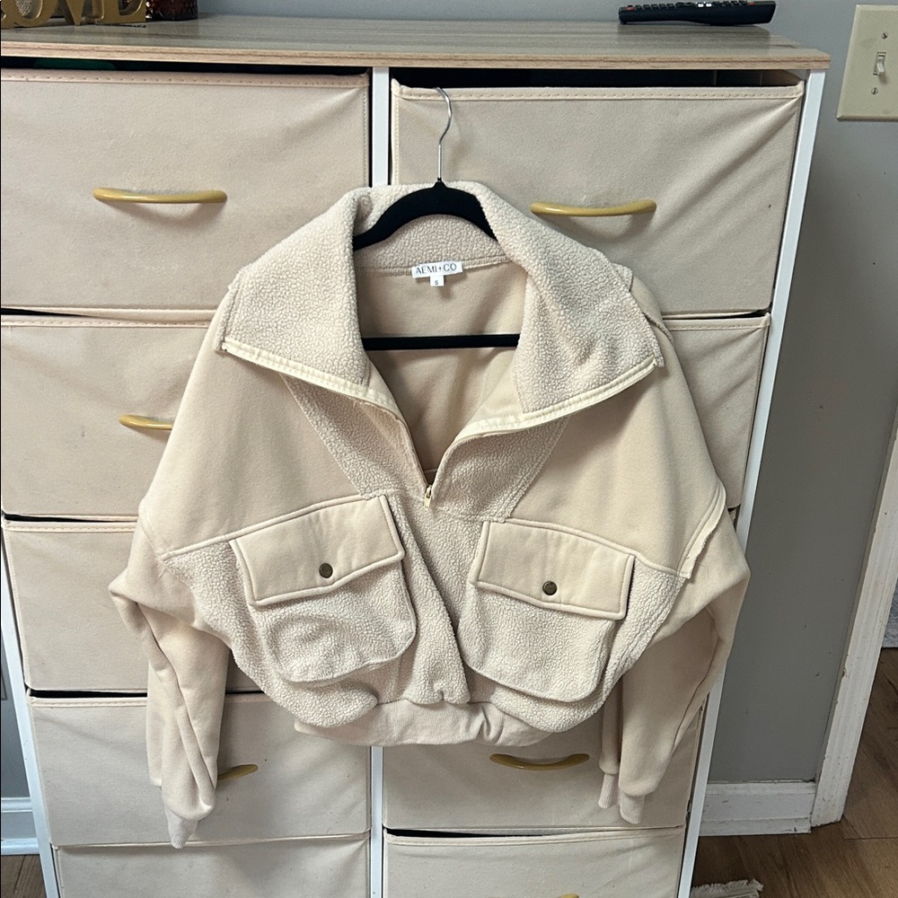 Naked Wardrobe Cream Teddy Jacket